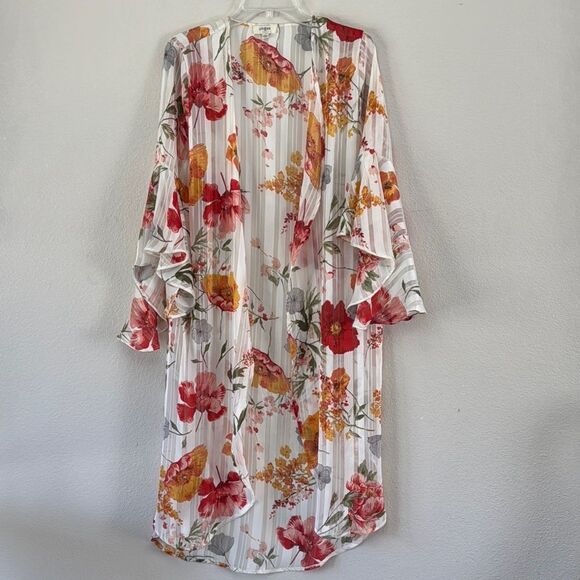 Umgee Sheer Floral Duster with Flowy Sleeves Size Medium - Picture 1 of 5